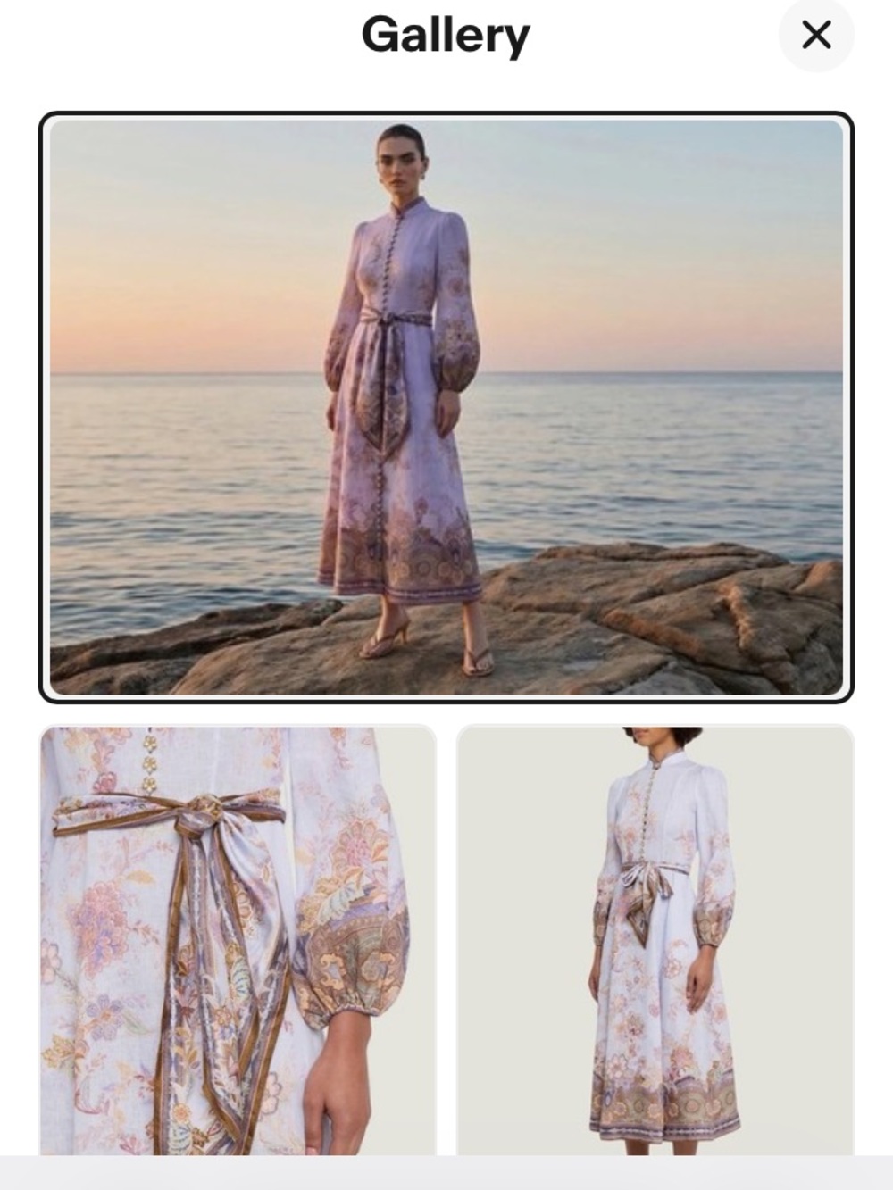 Zimmermann Lilac Floral-Print Long-Sleeve Midi Dress with Self-Tie Belt - Picture 7 of 12